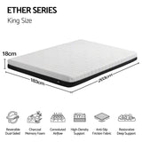 Giselle 18cm King Memory Foam Mattress Dual Feel Reversible Charcoal Foam