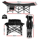 Artiss Folding Bed With Mattress Heavy Duty Black 185CM