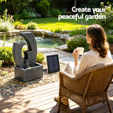 Gardeon Solar Fountain 5 Levels Cascading Water Feature Resin 50cm Black