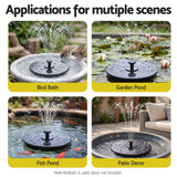 Gardeon Solar Fountain Pump Bird Bath Water Feature 17cm 165L/h Flow Black