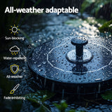 Gardeon Solar Fountain Pump Bird Bath LED Lights 165 L/h Flow 17cm Black