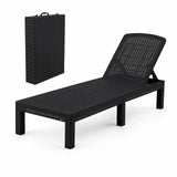 Gardeon Sun Lounge Outdoor Folding Recliner Patio Pool Beach Chair Rattan Black