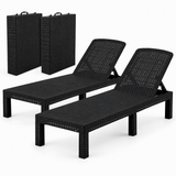 Gardeon 2X Foldable Sun Lounges Outdoor Recliner Patio Beach Chair Rattan Black