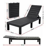 Gardeon Sun Lounge Outdoor Folding Recliner Patio Pool Beach Chair Slatted Black