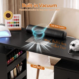 Artiss Manicure Table Nail Desk with Built-in Dust Collector Beauty Salon Station Drawers Shelves Wrist Cushion Wheels Black
