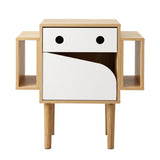 Artiss Bedside Table with Drawer Robot Design for Kids' Room Bedroom Pine