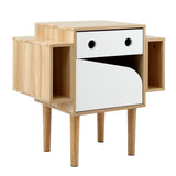 Artiss Bedside Table with Drawer Robot Design for Kids' Room Bedroom Pine