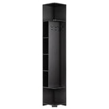 Artiss Corner Bookshelf 6-Tier Shelving with Coat Rack Black