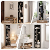 Artiss Corner Bookshelf 6-Tier Shelving with Coat Rack Black