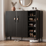 Artiss Shoe Cabinet Fluted Style 25 Pairs Shoe Storage Cupboard Black