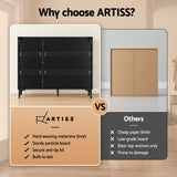 Artiss Shoe Cabinet Fluted Style 25 Pairs Shoe Storage Cupboard Black