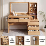 Artiss Dressing Table Makeup Vanity Desk LED Mirror Drawers Charging Station Curved Edge Wood