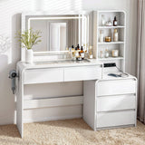 Artiss Dressing Table Makeup Vanity Desk LED Mirror Drawers Charging Station Curved Edge White