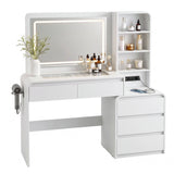 Artiss Dressing Table Makeup Vanity Desk LED Mirror Drawers Charging Station Curved Edge White