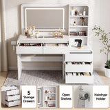 Artiss Dressing Table Makeup Vanity Desk LED Mirror Drawers Charging Station Curved Edge White