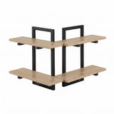 Artiss Set of 2 Floating Wall Shelf 2-Tier Wall-Mounted Display Ledge Wood & Metal