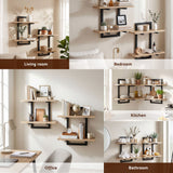 Artiss Set of 2 Floating Wall Shelf 2-Tier Wall-Mounted Display Ledge Wood & Metal
