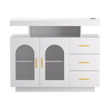 Artiss Buffet Sideboard Cabinet LED Clear Door Kitchen Storage Drawers White