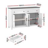 Artiss Buffet Sideboard Storage Cabinet Kitchen Cupboard 2 Drawers 140CM Black