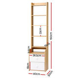 Artiss 6 Tiers Bookshelf with 2 Drawer Storage Shelf Pine
