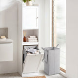 Artiss Tall Bathroom Storage Cabinet with Tilt Out Laundry Hamper White 170cm
