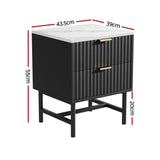 Artiss 2x Bedside Table 2 Drawers - Black