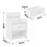 Artiss Bedside Table Drawer Charging Station White