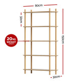 Artiss Bookshelf 5 Tiers Bookcase Display Shelves Wooden Storage Stand Rack Pine