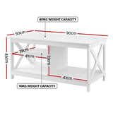 Artiss Coffee Table Storage Shelf White