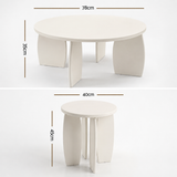 Artiss Coffee Table Set of 2 High Gloss Round Side Bedside Table Wood Living Room Cream