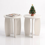 Artiss Round End Table Set Of 2 High-Gloss Coffee Table Bedside Nightstand 40x45cm Cream white