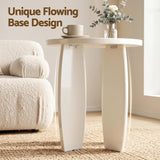 Artiss Round End Table Set Of 2 High-Gloss Coffee Table Bedside Nightstand 40x45cm Cream white