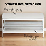 Artiss Shoe Rack Cabinet Bamboo Bench 10 Paris White