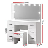 Artiss Dressing Table Set Stool 10 Led Bulbs White Debbie