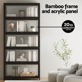 Artiss 5-Tier Display Cabinet Storage Bookshelf Clear Shelf Black