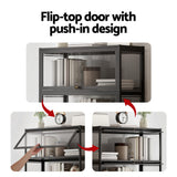 Artiss 5-Tier Display Cabinet Storage Bookshelf Clear Shelf Black