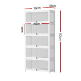 Artiss 5-Tier Display Cabinet Storage Bookshelf Clear Shelf White