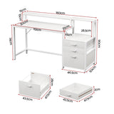 Artiss Computer Desk Home Office Study Table Desks w/Drawers Open Shelf White 160CM