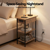 Artiss Coffee Table Set Of 2 Side Bedside End Table Charging Station Flip-Top Storage 60cm Wood