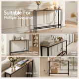 Artiss Set of 2 Narrow Sofa Console Tables with Charging Station, Wood