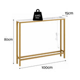 Artiss Console Table Entryway Hallway Display Desk Charging Station Marble Finish White & Gold