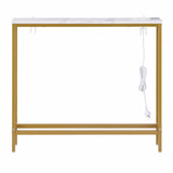 Artiss Console Table Entryway Hallway Display Desk Charging Station Marble Finish White & Gold