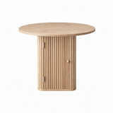 Artiss Modern Round Dining Table with Hidden Storage Base 80cm Natural Wood