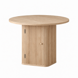 Artiss Modern Round Dining Table with Hidden Storage Base 80cm Natural Wood