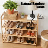 Artiss 4 Tier Shoe Rack Bamboo Storage Organiser Pine