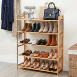 Artiss 5 Tier Shoe Rack Bamboo Storage Organiser Pine