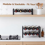 Artiss 3-Tier Wine Rack Metal Freestanding 12 Bottles Modular Countertop Wine Display Shelf Black