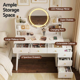 Artiss Dressing Table Vanity Desk LED Charging Station White