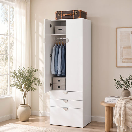 Artiss Wardrobe Cabinet Bedroom Clothes Storage Organiser Cupboard 3 Drawers Shelf Hanging Rod