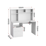 Artiss Computer Desk Office Study Desks Table Bookshelf Drawer White 120cm